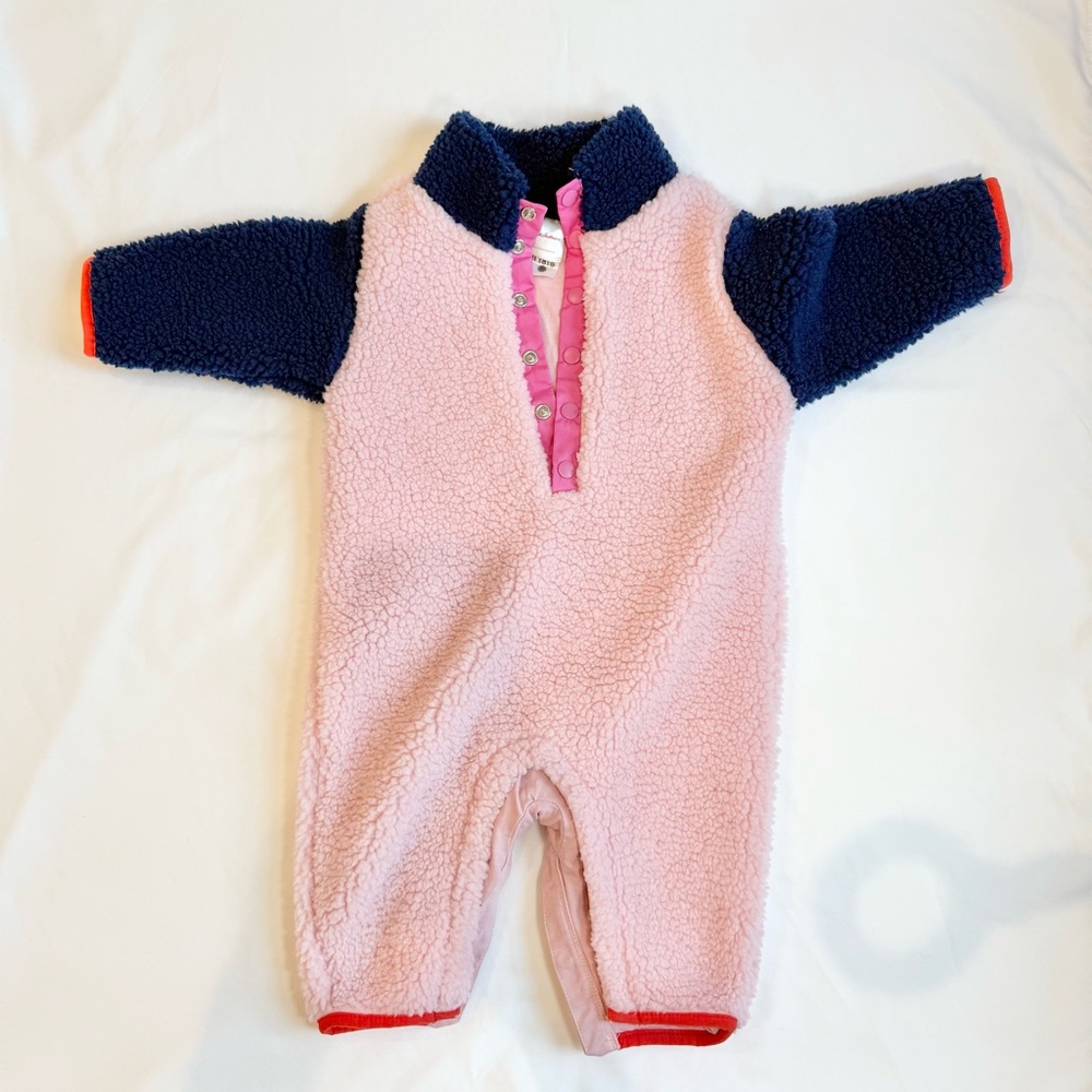 HANNA ANDERSSON Baby Warm Pink Faux Shearling One Piece 3-6 Months - Picture 2 of 5